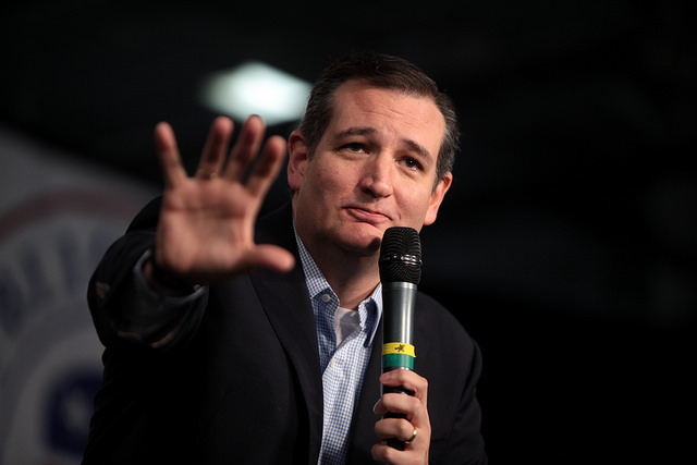 Ted Cruz holding microphone
